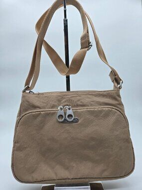 Baggallini Beige Crossbody Bag With Adjustable Strap & Multiple Compartments